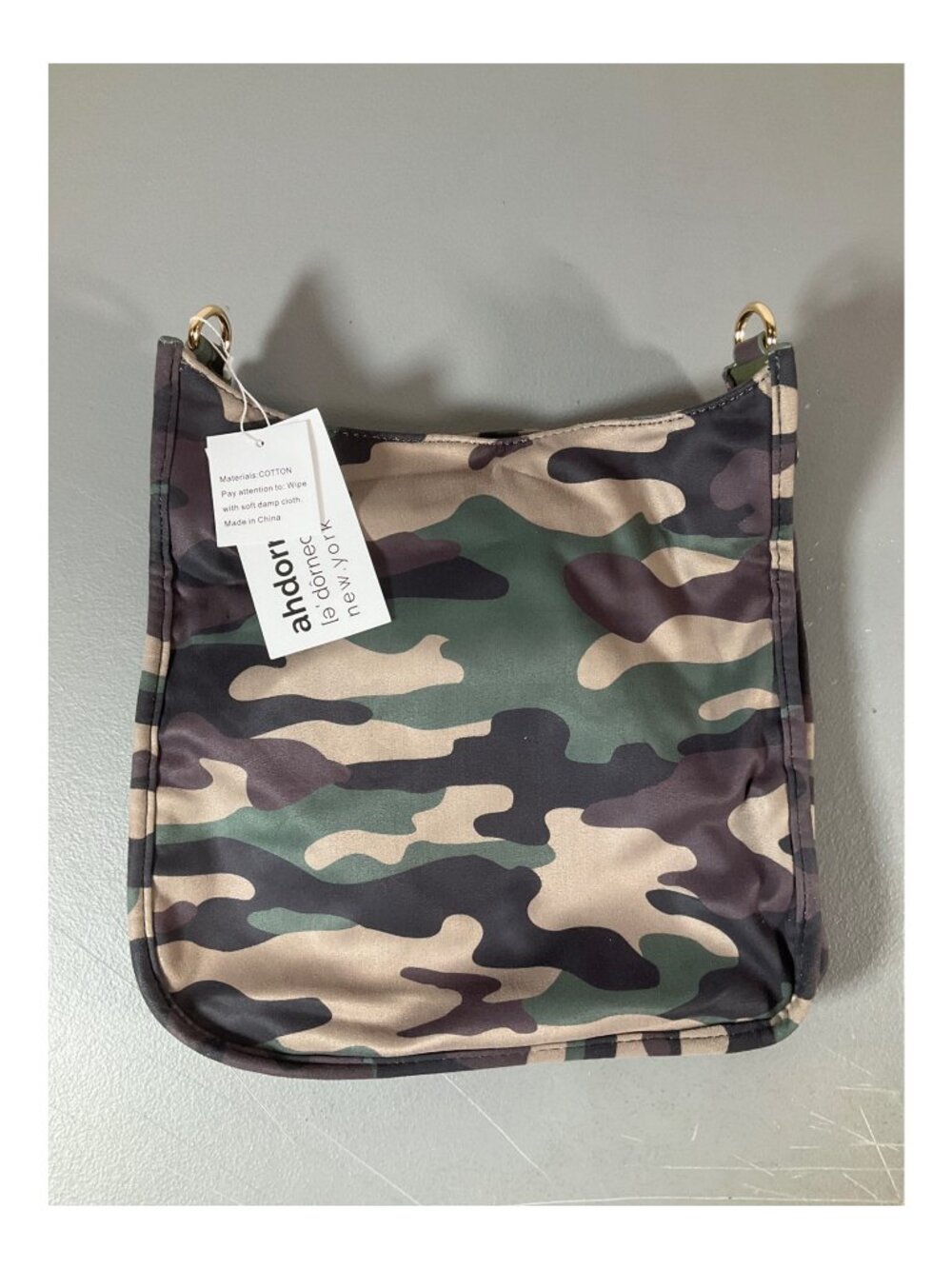 ADORNED Olive Camo Faux-Suede Messenger Bag with Multi-Straps and Detachable Pou